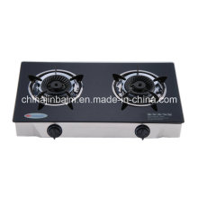 2 Burners Tempered Glass Top Brass 120mm Whirlwind Brass Burner Cooker/Gas Stove